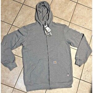 Carhartt Hoodie Mens M Tall Grey FR Force Original Fit Midweight Hooded Full Zip